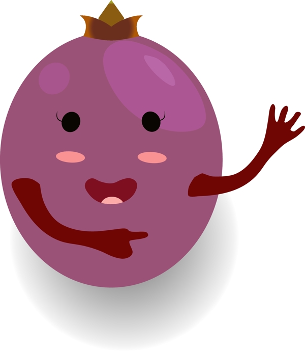 小清新可爱水果卡通形象葡萄小人矢量素材