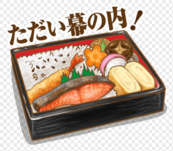 手绘日式便当盒饭天妇罗炸虾三文鱼蛋卷