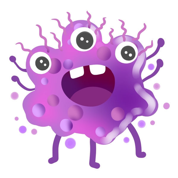三个眼睛的紫色细菌插画