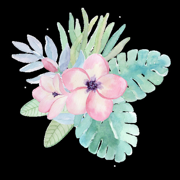 缤纷花卉透明装饰图案
