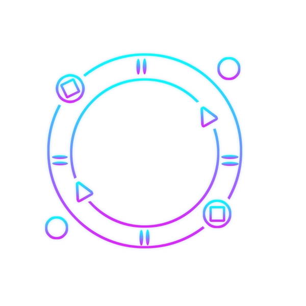 蓝紫色渐变科技感三角矩形圆形科技边框元素