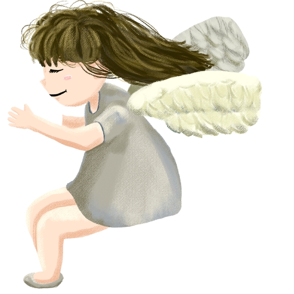 彩绘带着翅膀的天使小女孩