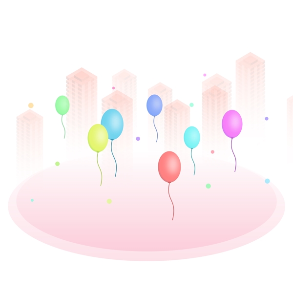 原创漂浮元素彩色气球飞舞