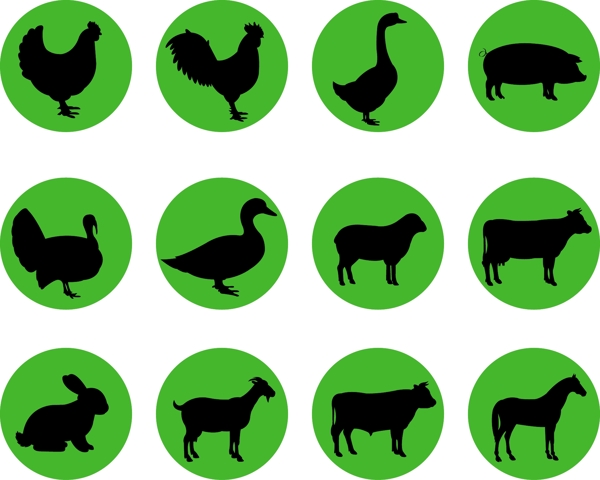 畜牧动物图标标志