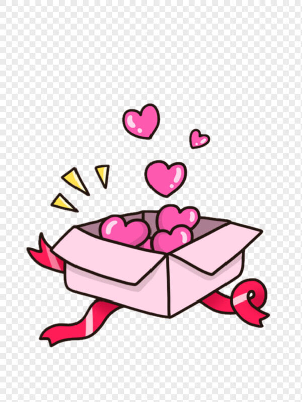 卡通粉色纸盒子礼物打开爱心满天飞情人节超浪漫