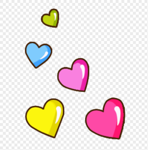 粉黄蓝绿五颗手绘卡通小爱心