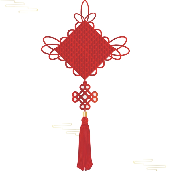 手绘传统红色新年节日中国结装饰可商用元素