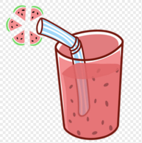 手绘卡通玻璃美味西瓜汁蓝色吸管饮料免抠图