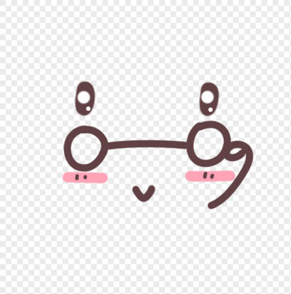 手绘大眼睛戴眼镜害羞棕色表情包免抠图