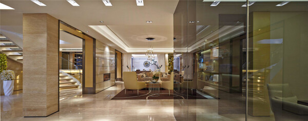 欧式时尚奢华客厅玻璃隔断室内装修效果图