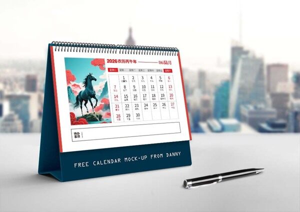 群山骏马马年日历2026六月节日台历样机