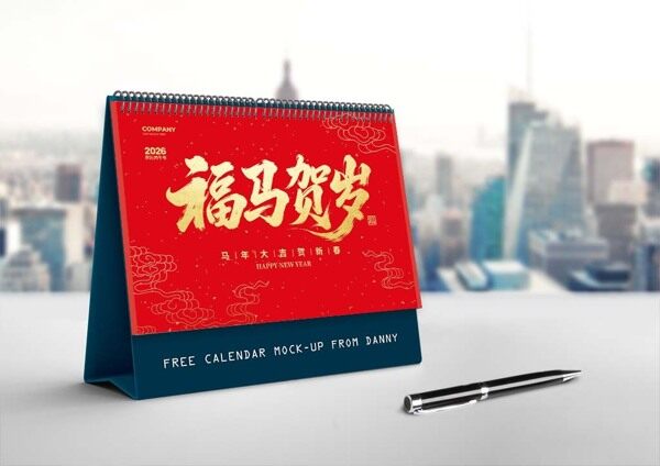 福马贺岁马年大吉新春红色2026年台历封面