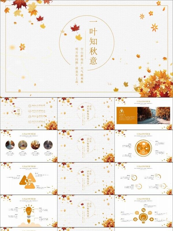 小清新一叶知秋PPT