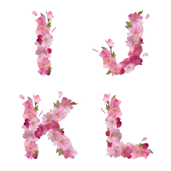 粉色花朵构成的字母