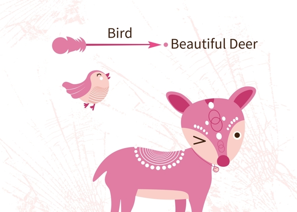 卡通动物粉色小鹿插画图片