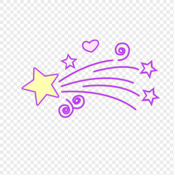 黄色小星星发射紫色彩条爱心星星氛围装饰免抠图