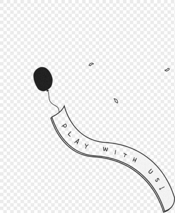 卡通手绘黑色气球长飘带playwithus节日氛围