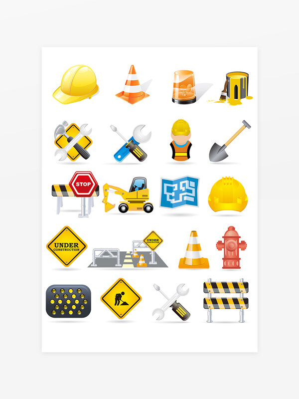 工地道路施工维修图标