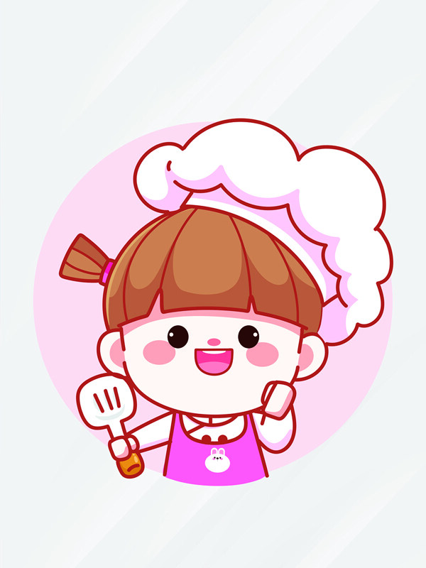 餐饮卡通厨师可爱女孩装饰图案