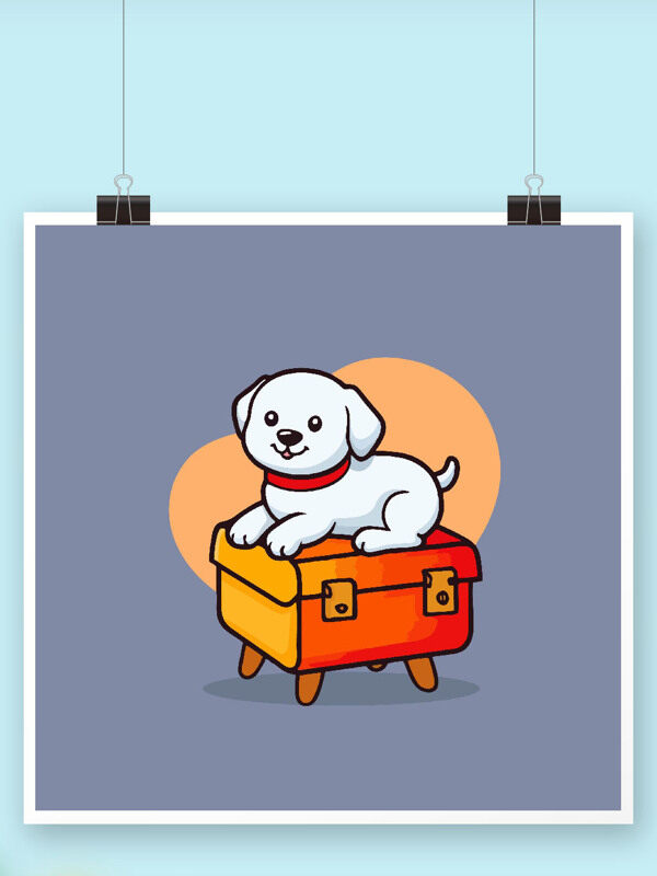 白狗坐橙箱邮箱