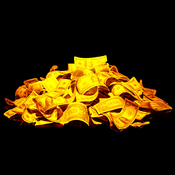 黄色堆积美元png元素
