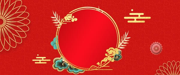 新年喜庆烫金中国风春节猪年背景