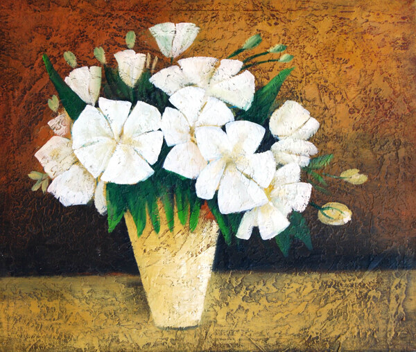 白色花朵油画图片