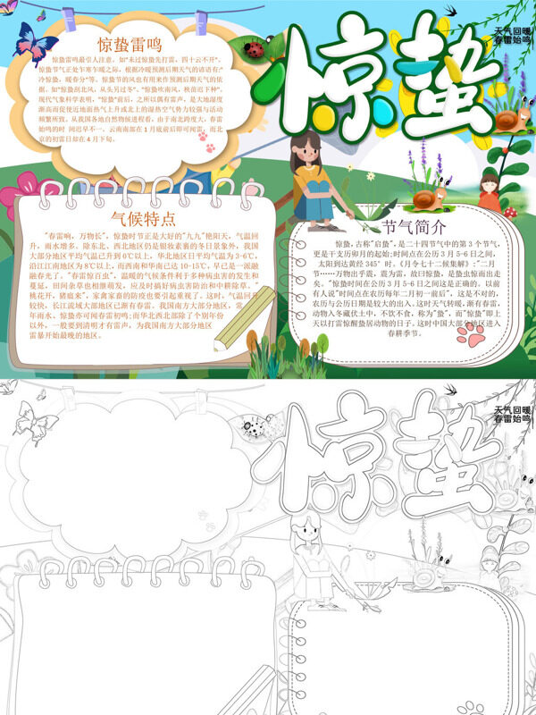 简约惊蛰节气介绍手抄报