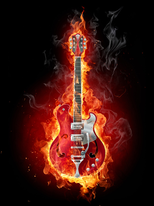 燃烧的吉他图片