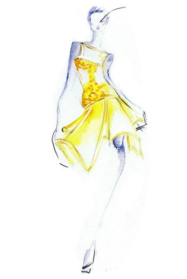 黄色套裙设计图