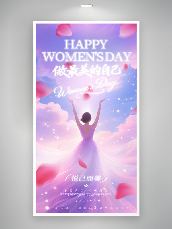 不被定义自成风景紫色浪漫38妇女节海报