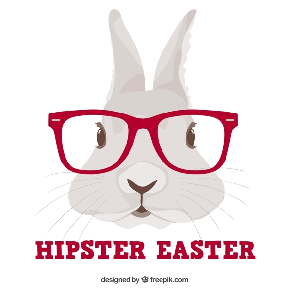 戴红色眼镜框的兔子头像