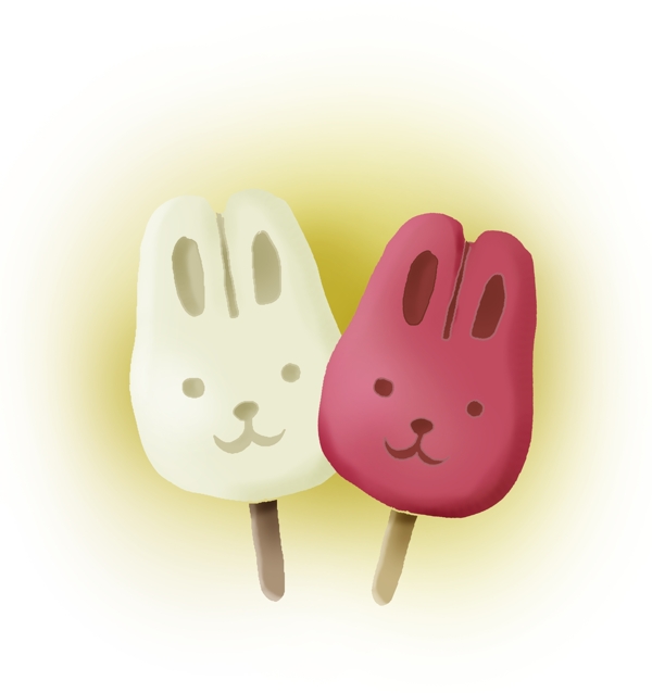 夏天食物手绘兔子冰棒