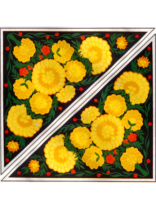 传统   抽象花卉草木 底图底纹  图案背景贴图 对角 绿叶黄花