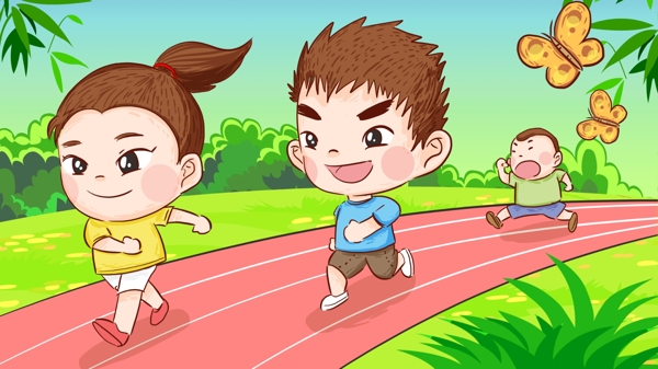 全民健身日跑马拉松健身手绘原创插画