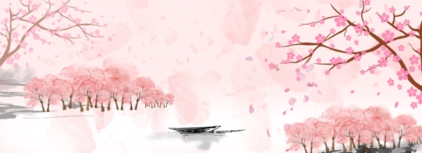粉色樱花季海报背景