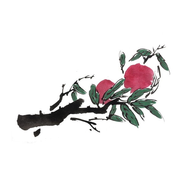 夏天新鲜水果桃子手绘插画