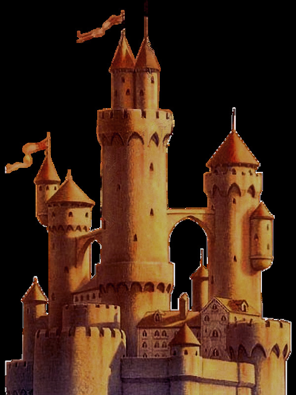 手绘棕色城堡免抠png透明图层素材