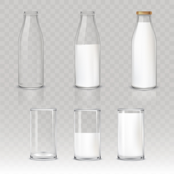 写实风格牛奶玻璃瓶