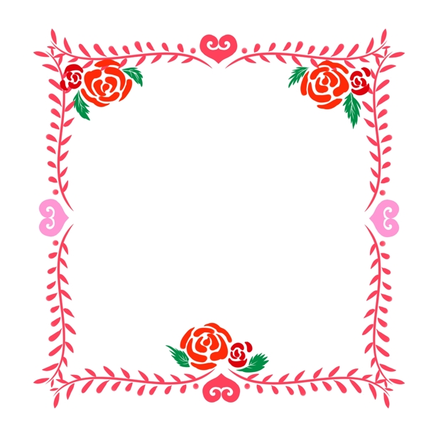 手绘玫瑰花的边框