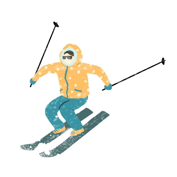 清新冬日惬意滑雪的女孩