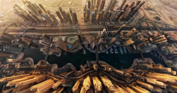 迪拜城市鸟瞰图图片