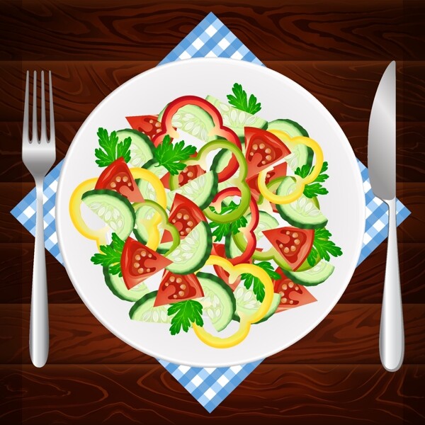 美味营养的蔬菜沙拉插画
