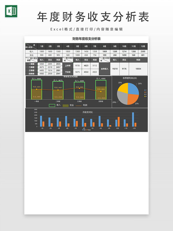 财务年度收支分析表