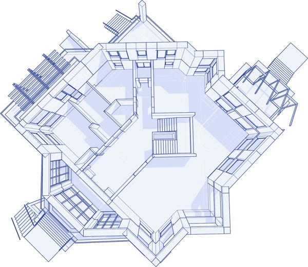 矢量建筑素描