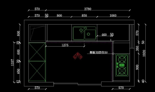 嘉裕公馆厨房橱柜CAD图